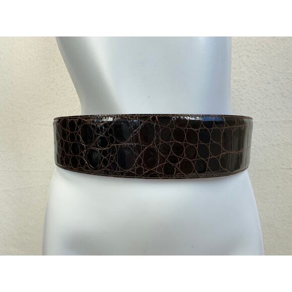 Ralph Lauren Belt Women\'s 32 Brown Genuine Crocodile Leather Wide Italy main image 11